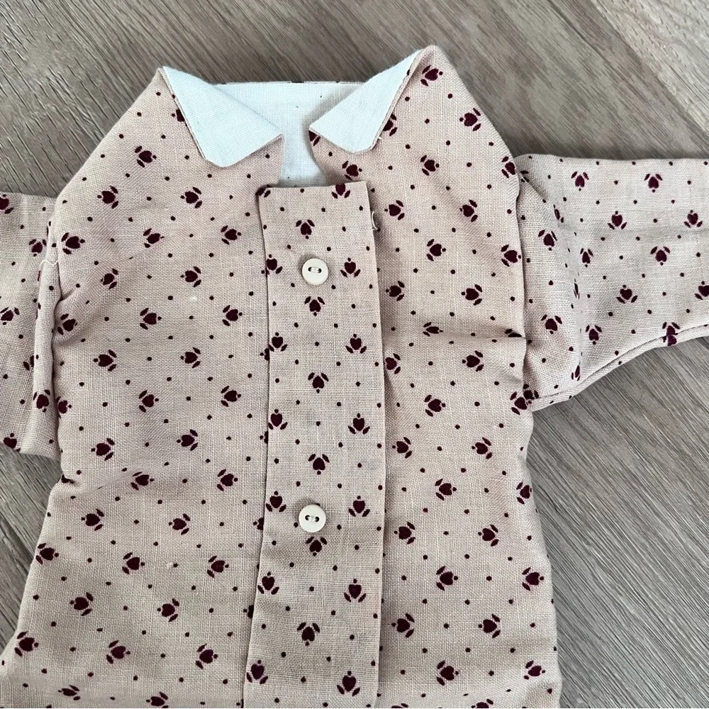 Vintage‎ 2 PCs Set Doll Cotton Clothing Pink Flowers - Dress Coat & Hat